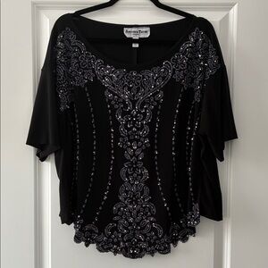 Another Thyme Size XL Formal Beaded Top - Black
